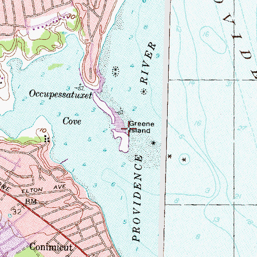 Topographic Map of Greene Island, RI