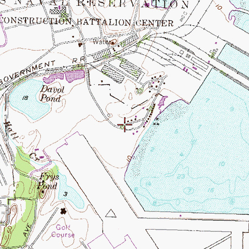 Topographic Map of Halls Creek, RI
