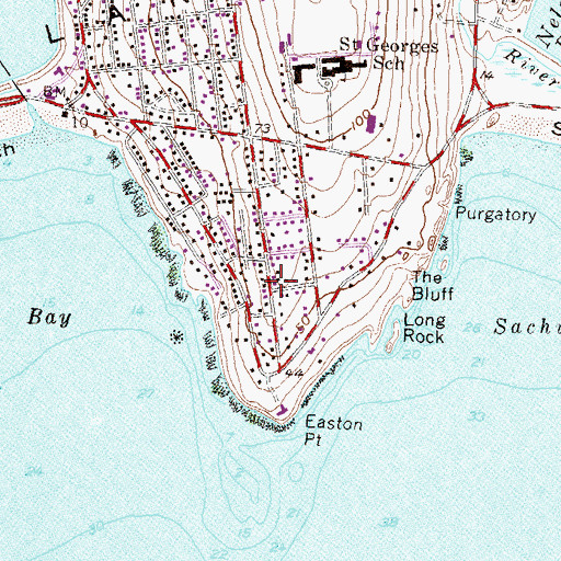 Topographic Map of Purgatory, RI