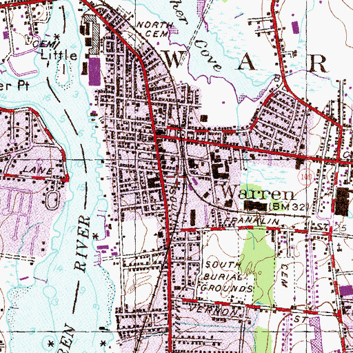 Topographic Map of Burr Hill, RI