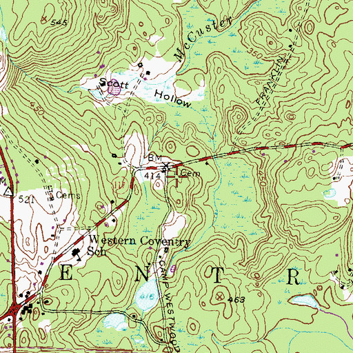 Topographic Map of Coventry, RI