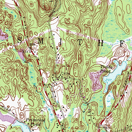 Topographic Map of North Smithfield, RI