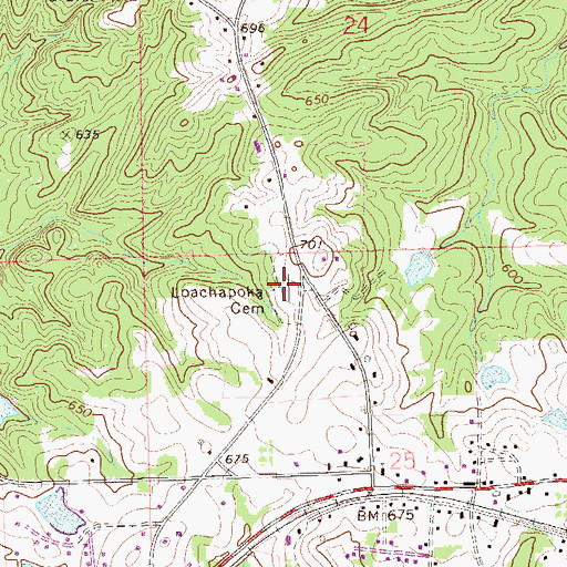Topographic Map of Loachapoka Cemetery, AL