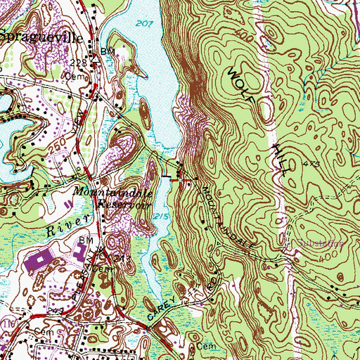 Topographic Map of Mountaindale, RI
