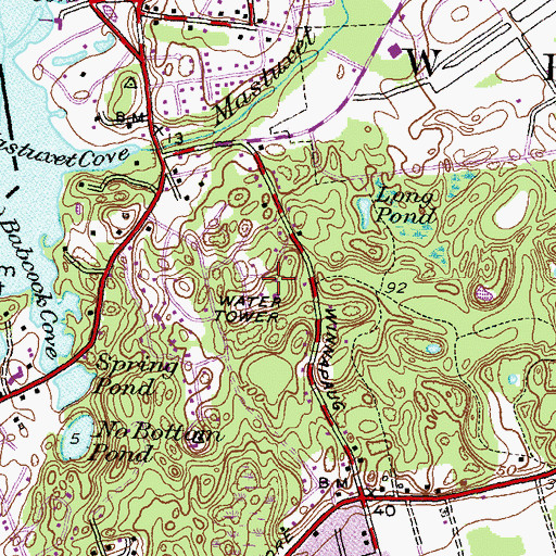 Topographic Map of Mount Pleasant, RI