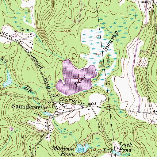 Topographic Map of Pine Swamp Reservoir, RI