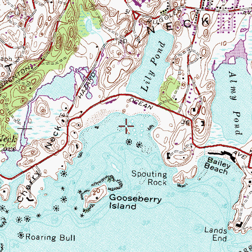 Topographic Map of Beach Rock, RI