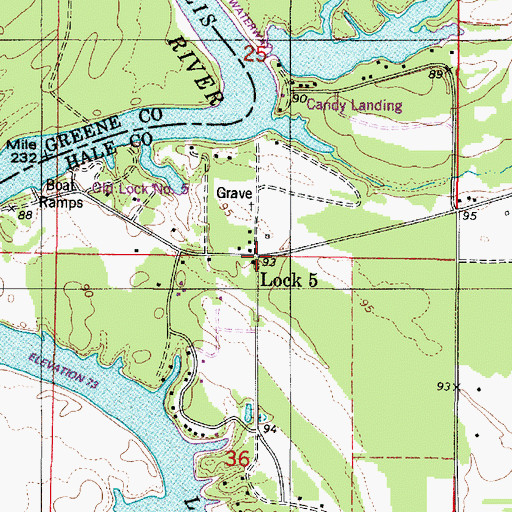 Topographic Map of Lock Five, AL