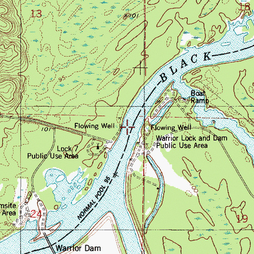 Topographic Map of Lock Seven, AL