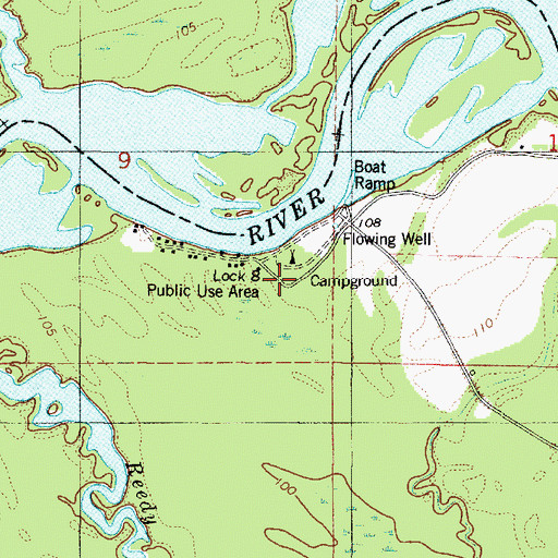 Topographic Map of Lock Eight Public Use Area, AL