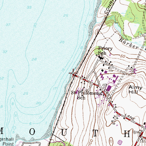 Topographic Map of Corey Lane (historical), RI