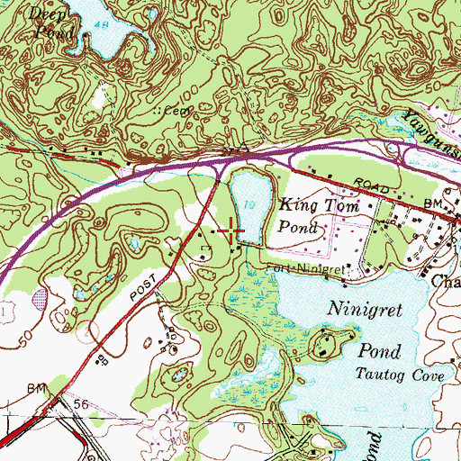 Topographic Map of Coronation Rock, RI