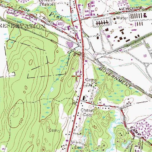 Topographic Map of Devils Foot, RI