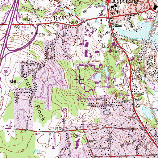 Topographic Map of Drum Rock, RI