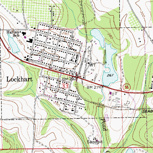 Topographic Map of Lockhart, AL