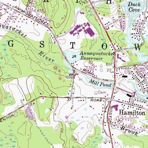Topographic Map of Annaquatucket, RI