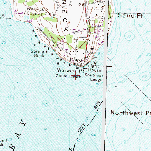 Topographic Map of Gould Ledge, RI