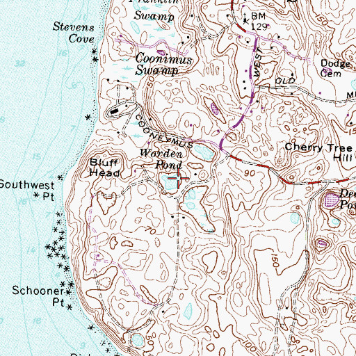 Topographic Map of Worden Pond, RI