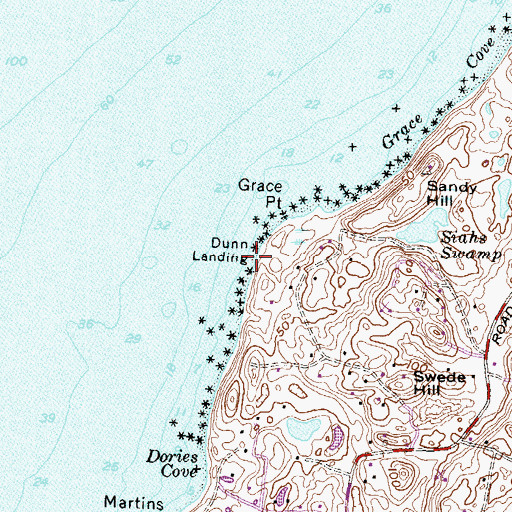 Topographic Map of Dunn Landing, RI
