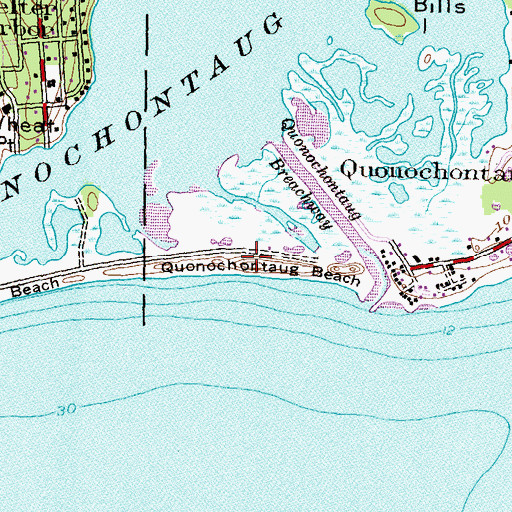 Topographic Map of Quonochontaug Beach (historical), RI