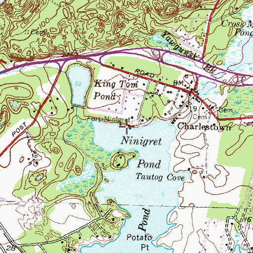 Topographic Map of Fort Ninigret, RI