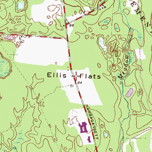 Topographic Map of Ellis Flats, RI