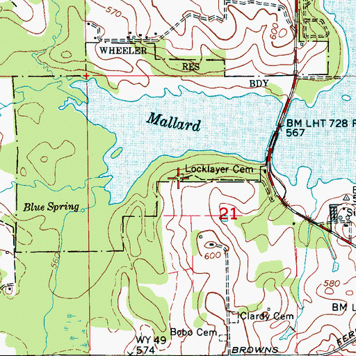 Topographic Map of Locklayer Cemetery, AL
