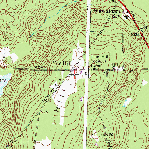 Topographic Map of Pine Hill, RI