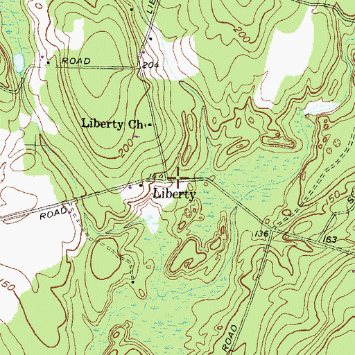 Topographic Map of Liberty, RI