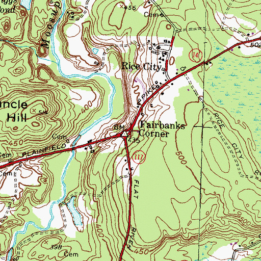 Topographic Map of Fairbanks Corner, RI