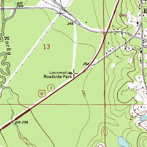 Topographic Map of Locomotive Roadside Park, AL