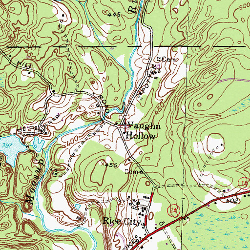 Topographic Map of Vaughn Hollow, RI