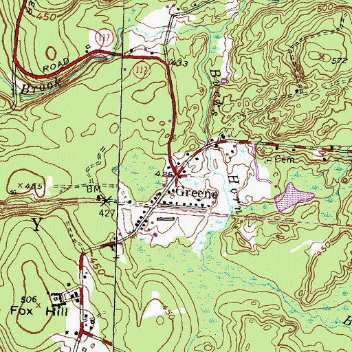 Topographic Map of Greene, RI