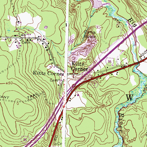 Topographic Map of Kitts Corner, RI