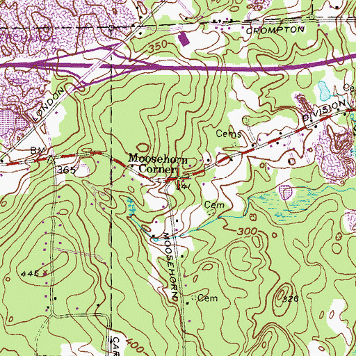 Topographic Map of Moosehorn Corner, RI