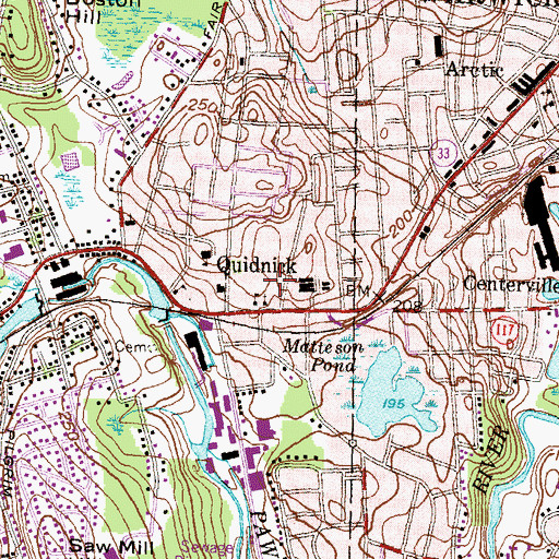 Topographic Map of Quidnick, RI