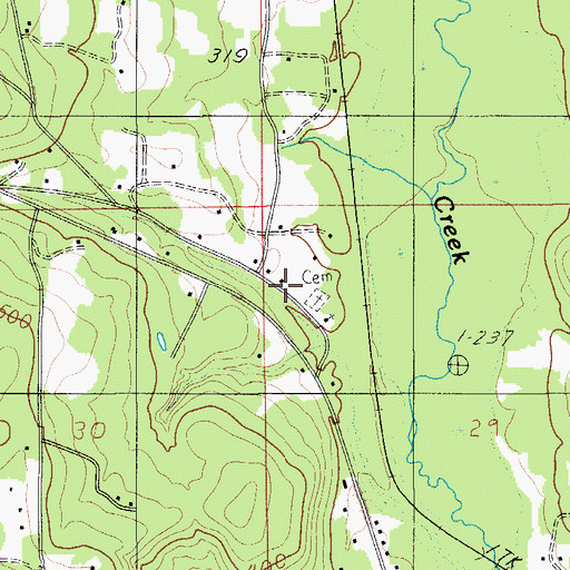 Topographic Map of Locust Bluff School, AL