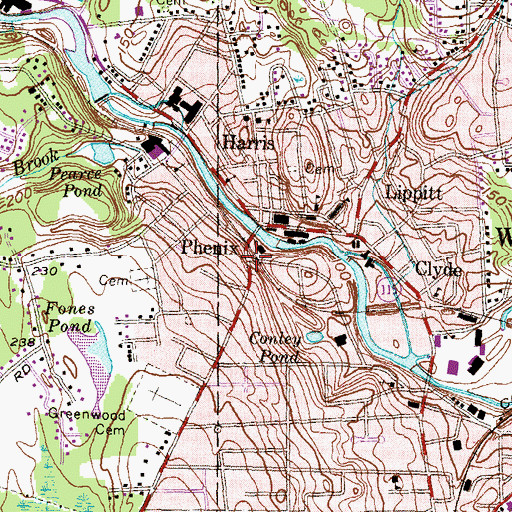 Topographic Map of Phenix, RI