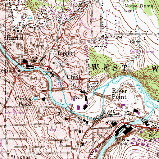 Topographic Map of Clyde, RI