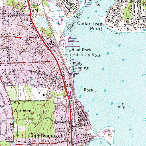 Topographic Map of Folly Landing, RI