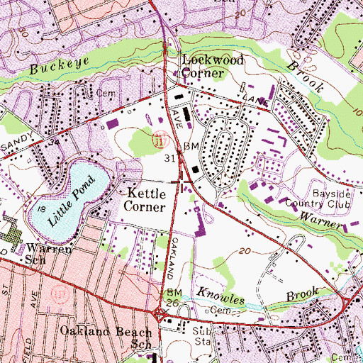 Topographic Map of Kettle Corner, RI