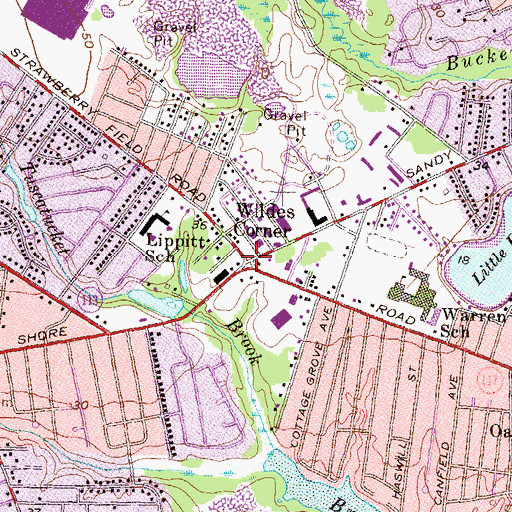 Topographic Map of Wildes Corner, RI