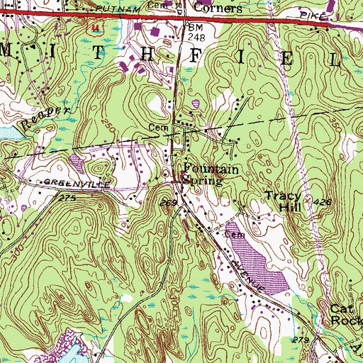 Topographic Map of Fountain Spring, RI