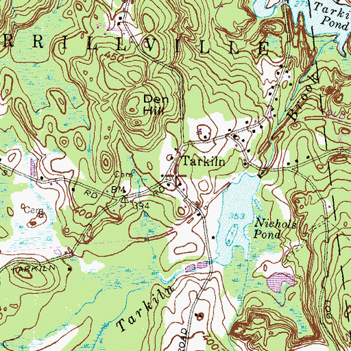 Topographic Map of Tarkiln, RI