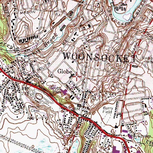 Topographic Map of Globe, RI
