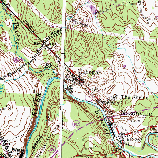 Topographic Map of Mohegan, RI