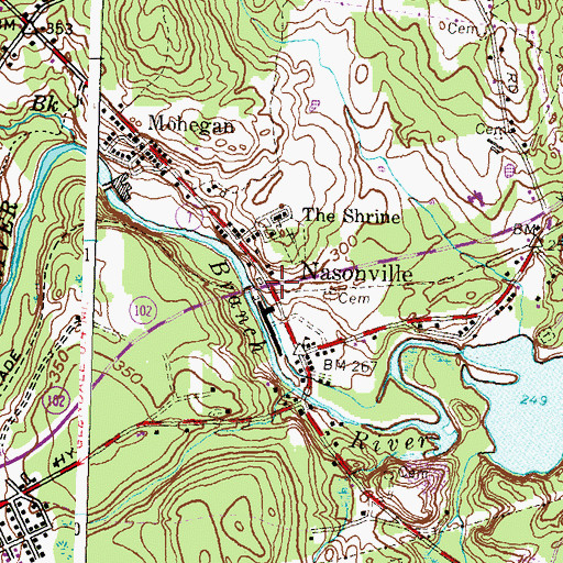 Topographic Map of Nasonville, RI