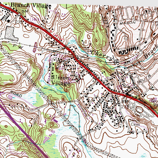 Topographic Map of Union Village, RI