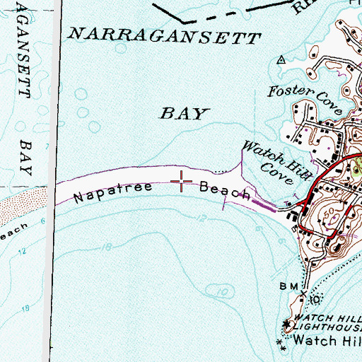 Topographic Map of Napatree Beach, RI