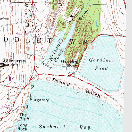 Topographic Map of Paradise Brook, RI
